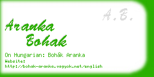 aranka bohak business card