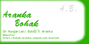 aranka bohak business card